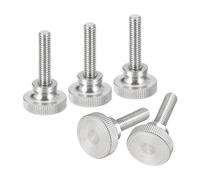 sourcing map M6x25mm Knurled Thumb Screws, 5pcs 304 Stainless Steel Flat Knurled Head Thumb Screws Bolts with Shoulder Grip Knobs Fasteners
