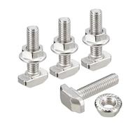 sourcing map M6x25mm T Slot Drop-in Bolt and M6 Hexagon Flange Nut Set, 20 Sets Hammer Head T-Bolt T Shape Stud Sliding Screw for 30 Series Aluminum Profile