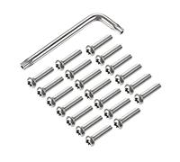 sourcing map M6x25mm Torx Security Machine Screw, 20pcs Pan Head Screws Inside Column, with T30 L-Type Wrench, 304 Stainless Steel Fasteners Bolts
