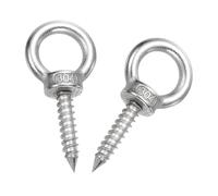 sourcing map M6x30mm Eye Hooks 2.3x1.1x1.1 Inch 304 Stainless Steel 2pcs | Eye Bolts,Hammock Hooks,for Screw Eyes Hanging Swing,Yoga Hammock Stand