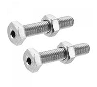 sourcing map M6x30mm Hollow Screw Bolts External Hexagon Fasteners with Nuts, 304 Stainless Steel Pack of 2