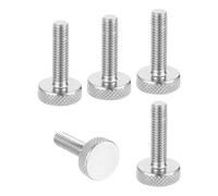sourcing map M6x30mm Knurled Thumb Screws, 304 Stainless Steel Flat Head Thumb Screws Metric Diamond Knurled Head Bolts Grip Knobs Hand Tighten Thread Fasteners, 16mm Dia. 5 Pcs
