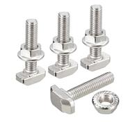 sourcing map M6x30mm T Slot Drop-in Bolt and M6 Hexagon Flange Nut Set, 40 Sets Hammer Head T-Bolt T Shape Stud Sliding Screw for 30 Series Aluminum Profile