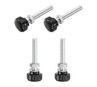 sourcing map M6x40mm Knurled Knobs Thumb Screws Carbon Steel Black 4Set