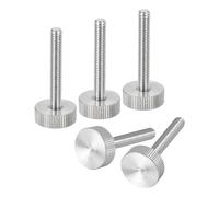 sourcing map M6x40mm Knurled Thumb Screws, 5pcs 304 Stainless Steel Flat Knurled Head Fully Threaded Thumb Screws Bolts Grip Knobs Fasteners