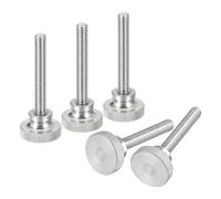 sourcing map M6x40mm Knurled Thumb Screws, 5pcs 304 Stainless Steel Flat Knurled Head Thumb Screws Bolts with Shoulder Grip Knobs Fasteners