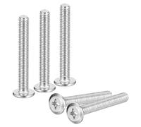 sourcing map M6x45mm Flat Round Head Phillips Head Screws, 25Pcs 304 Stainless Steel Phillips Drive Machine Screw, Full Thread, Bright Finish, Furniture Screw Connection Bolt Screw