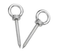 sourcing map M6x50mm Eye Hooks 3.1x1.1x1.1 Inch 304 Stainless Steel Eye Bolts Hammock Hooks for Screw Eyes Hanging Swing, Yoga Hammock Stand, Pack of 2