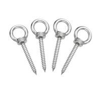 sourcing map M6x50mm Eye Hooks 3.1x1.1x1.1 Inch 304 Stainless Steel Eye Bolts Hammock Hooks for Screw Eyes Hanging Swing, Yoga Hammock Stand, Pack of 4