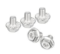 sourcing map M6x8mm Phillips Hex Head Flange Bolts, 20pcs 304 Stainless Steel Hexagon Phillips Flange Head Hex Bolts Machine Screws