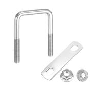 sourcing map M8 1-25/32 Inch Inner Wide Square U Bolts, 3 Inch Length 304 Stainless Steel U-Bolts with Flange Hexagon Nuts, Frame Plates for Trailer, Automotive, (45mm W x 75mm L)