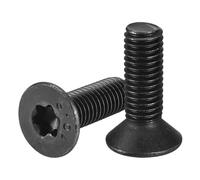 sourcing map M8-1.25 x 25mm Flat Torx Head Machine Screws, 12Pcs 10.9 Grade Carbon Steel Countersunk Torx Anti Theft, Black Oxide Finish, Full Thread