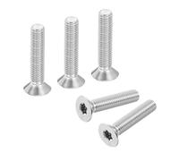 sourcing map M8-1.25 x 40mm Flat Head Torx Anti Theft Machine Screws, 10 Pcs 304 Stainless Steel, Torx Drive, Countersunk Head, Full Thread, Silver