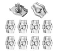 sourcing map M8 304 Stainless Steel Single Wire Rope Clips, Cable Clamp Fixing Clips for 6mm to 7mm Diameter Wire Rope Fastener, 10pcs