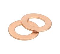 sourcing map M8 Flat Washer, 25 Pcs Copper Ring Flat Washers 14mm OD Metal Sealing Gasket Ring for Screws Bolts Nuts