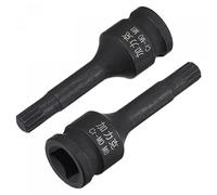 sourcing map M8 Impact Spline Bit Socket, 3/8" Square Drive 60mm Length CR-MO Metric Sizes 2 Pcs