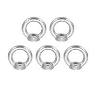sourcing map M8 Lifting Eye Nut, 304 Stainless Steel Ring Shape Female Thread Nuts Fastener for Engineering Port Marine Fixing Silver, Pack of 5