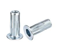 sourcing map M8 Multi-Grip Rivet Nuts, 10pcs Pre-Bulbed Shank Flat Head Threaded Insert Nut Carbon Steel Plus Nuts for Construction Industrial