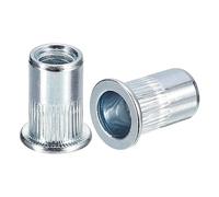 sourcing map M8 Rivet Nuts, 100pcs Zinc Plated Carbon Steel Knurled Flat Head Threaded Insert Nuts for Metal, Plastic
