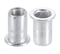 sourcing map M8 Rivet Nuts Aluminium Alloy Knurled Flat Head Threaded Insert 40Pcs