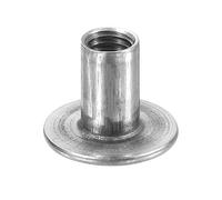 sourcing map M8 T-nuts, 50pcs Carbon Steel Tee Nut Round Base Weld Nuts 17mm Height Through Hole Flange Insert Female Thread Plate Nuts, Dark Gray