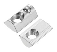 sourcing map M8 t Spring Nut, 25 Pcs 4040 Series Half Round Roll in Spring Nut, Carbon Steel Nickel Plated, Slot 8mm for 4040 Series Aluminum Extrusion Profile