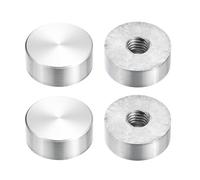 sourcing map M8 Thread 20mm Diameter Round Shape Aluminum Disc Hardware 4pcs, Aluminum Circle Disc Glass Top Adapter for Glass Table