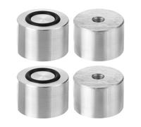 sourcing map M8 Thread 30mm Diameter 20mm Thick Round Shape Aluminum Disc Set of 4, Glass Table Top Aluminum Circle Disc Adapter with Anti-Slip Rubber Ring for Glass Table Tea Tables
