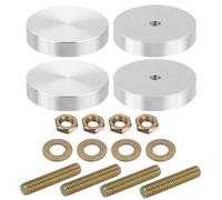 sourcing map M8 Thread 50mm Diameter 10mm Thick Round Shape Aluminum Disc Set of 4 - with Mounting Screws, Glass Table Top Aluminum Circle Disc Adapter for Glass Table Tea Tables