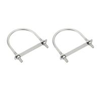 sourcing map M8 U-Bolts, 2 Sets 102mm(4.02") Inner Width 130mm Length 304 Stainless Steel Round Bend U Clamp with Nuts and Plates for Ski Boat, Fishing Boat