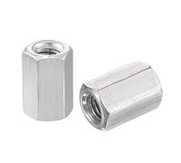 sourcing map M8 x 1.25-Pitch 20mm Length 304 Stainless Steel Metric Hex Coupling Nut, 5-Pack