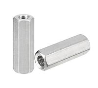sourcing map M8 x 1.25-Pitch 40mm Length Coupling Nuts, 2pcs 304 Stainless Steel Metric Hex Rod Coupling Nuts