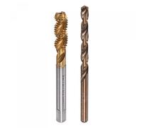 sourcing map M8 x 1.25 Spiral Flute Tap 6.8mm Drill Bit Set, Metric Titanium Plated M35 Cobalt High Speed Steel Machine Threading Screw Tap Drilling Tool