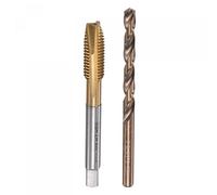 sourcing map M8 x 1.25 Spiral Point Thread Tap and 6.8mm Drill Bit Set, Metric Titanium Plated Cobalt High Speed Steel Machine Screw Thread Tap Threading Tool