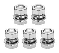 sourcing map M8 x 12mm 304 Stainless Steel Hex Head Screws Bolts, Nuts, Flat & Lock Washers Assortment Kit, Fully Threaded, Bright Finish for Home, Electronic, Machine, 5 Sets