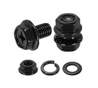 sourcing map M8 x 12mm Phillips Flanged Hex Head Bolts, 10Pcs 304 Stainless Steel Flange Hexagon Screws with Nuts, Flat & Lock Washers, Fully Threaded, for Machinery Industry Home, Black