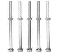 sourcing map M8 x 130mm Hex Head Screws Bolts, Nuts, Flat & Lock Washers Kits, 304 Stainless Steel Fully Thread Hexagon Bolts 5 Sets