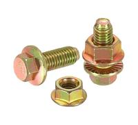 sourcing map M8 x 20mm Flanged Hex Head Bolts, 10Pcs Zinc-Plated Carbon Steel Flange Hexagon Screws with Nuts, Fully Threaded, for Machinery Industry Home Appliances
