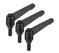 sourcing map M8 x 20mm Handle Adjustable Clamping Lever Thread Push Button Ratchet Male Threaded Stud Knobs Locking Rotating Screw Handles Quick Release Bolt Black 3pcs