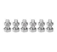 sourcing map M8 x 20mm Hex Head Screws Bolts, Nuts, Flat & Lock Washers Kits, 304 Stainless Steel Fully Thread Hexagon Bolts 6 Sets