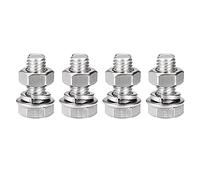 sourcing map M8 x 20mm Hex Head Screws Bolts, Nuts, Flat & Lock Washers Kits, 304 Stainless Steel Fully Thread Hexagon Bolts 4 Sets