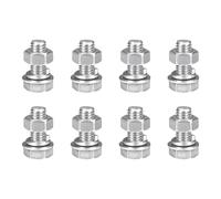 sourcing map M8 x 20mm Hex Head Screws Bolts, Nuts, Flat & Lock Washers Kits, 304 Stainless Steel Fully Thread Hexagon Bolts 8 Sets