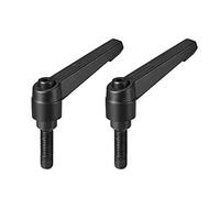 sourcing map M8 x 25mm Handle Adjustable Clamping Lever Thread Push Button Ratchet Male Threaded Stud Knobs Locking Rotating Screw Handles Quick Release Bolt Black 2pcs