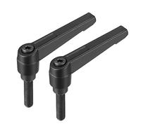 sourcing map M8 x 32mm Handle Adjustable Clamping Lever Thread Push Button Ratchet Male Threaded Stud Knobs Rotating Screw Handles Bolts with Locking Lever Black 2pcs