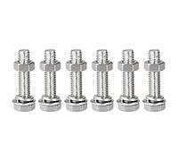 sourcing map M8 x 35mm Hex Head Screws Bolts, Nuts, Flat & Lock Washers Kits, 304 Stainless Steel Fully Thread Hexagon Bolts 6 Sets