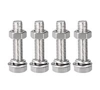 sourcing map M8 x 35mm Hex Head Screws Bolts, Nuts, Flat & Lock Washers Kits, 304 Stainless Steel Fully Thread Hexagon Bolts 4 Sets