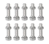 sourcing map M8 x 35mm Hex Head Screws Bolts, Nuts, Flat & Lock Washers Kits, 304 Stainless Steel Fully Thread Hexagon Bolts 10 Sets