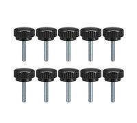 sourcing map M8 x 35mm Metric Male Thread Knurled Clamping Knobs Grip Thumb Screw on Type Hand Clamping Handle Bolt with Plastic Knobs Black 10 Pcs