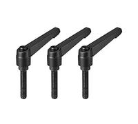 sourcing map M8 x 40mm Handle Adjustable Clamping Lever Thread Push Button Ratchet Male Threaded Stud Knobs Rotating Screw Handles Bolts with Locking Lever Black 3pcs