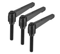 sourcing map M8 x 40mm Handle Adjustable Clamping Lever Thread Push Button Ratchet Male Threaded Stud Knobs Locking Rotating Screw Handles Quick Release Bolt Black 3pcs